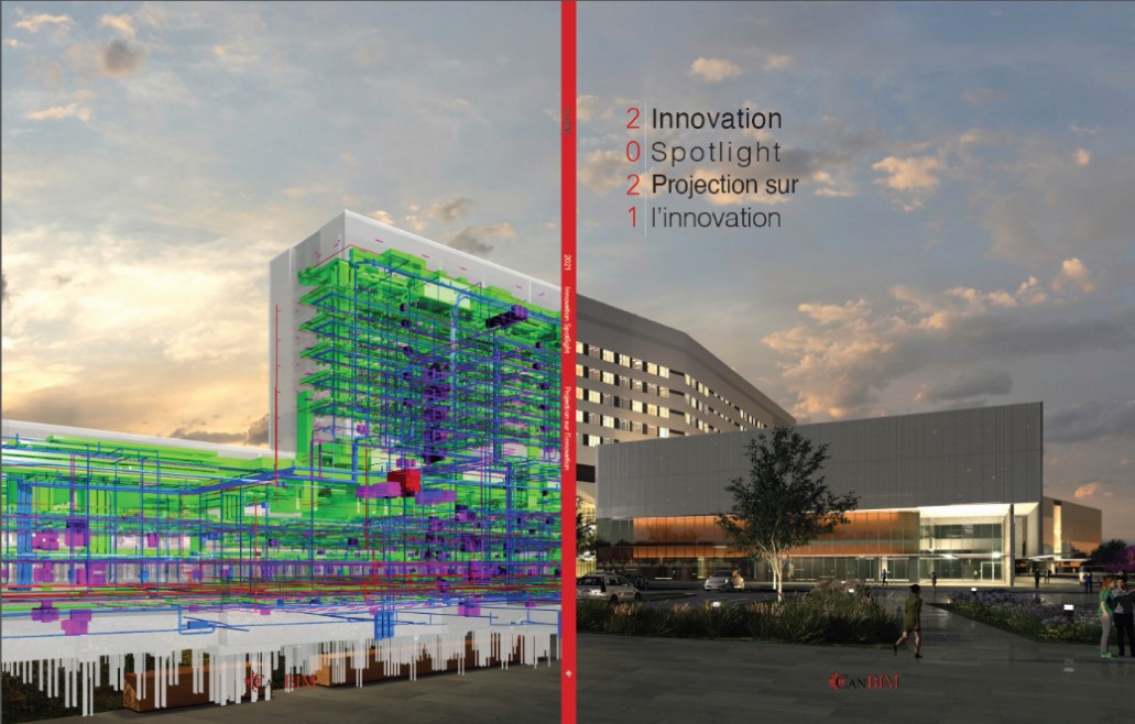 Les images en couverture démontrent les rendus de la maquette du futur hôpital et la modélisation 3D.